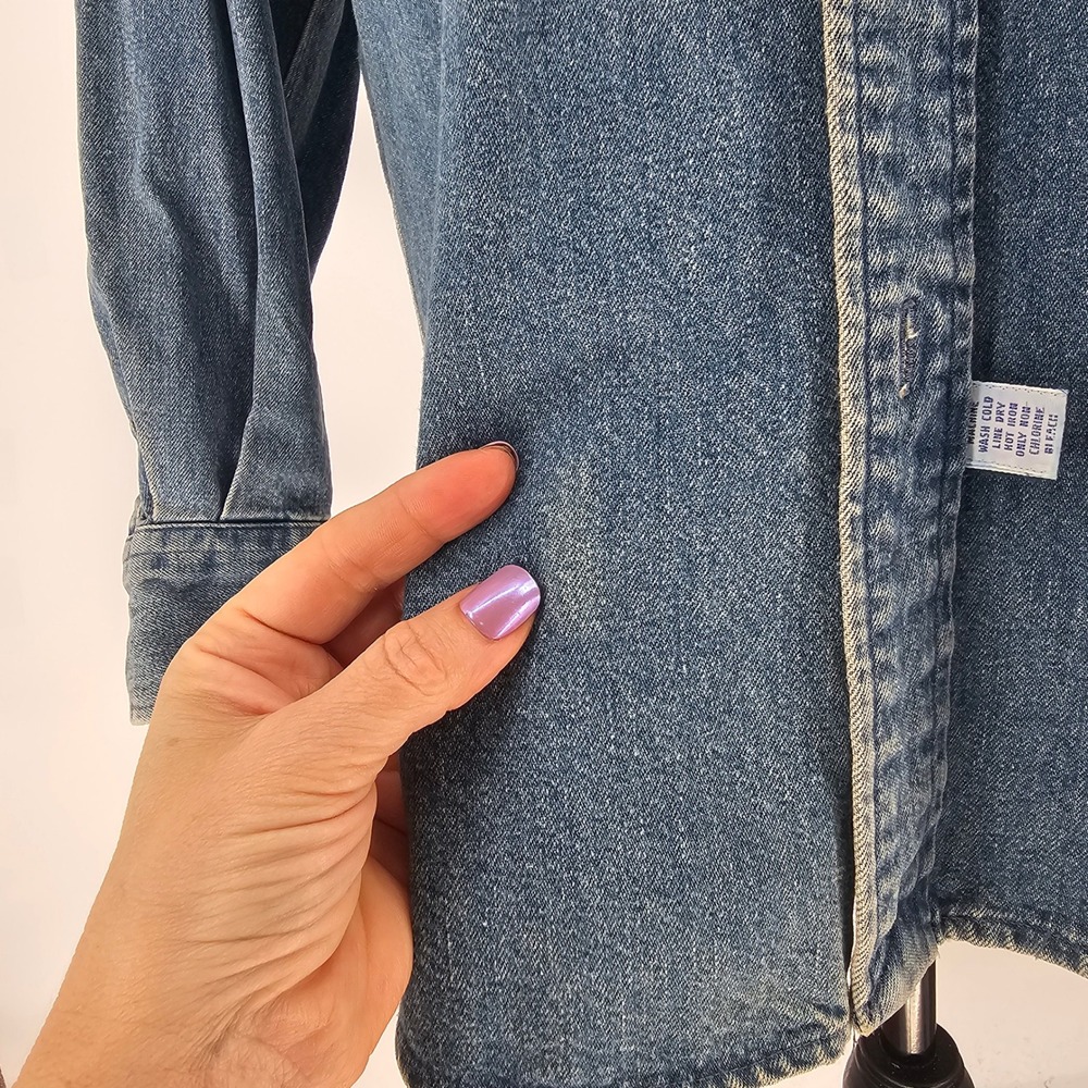 Vintage 90s Ralph Lauren The Big Shirt 6 Button Down Blue Denim Pony Western - Picture 7 of 16